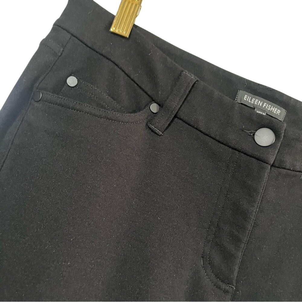 Eileen Fisher Women's 10 Black Straight Leg Stretchy Pants